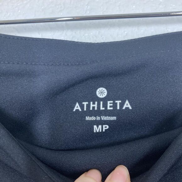 Athleta Pants Womens Medium Petite Black Fleece Lined Leggings Zip Pockets Warm - Picture 7 of 16